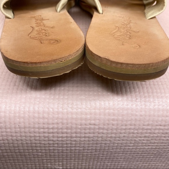 Free People Womens Rio Vista Cream Leather Slides Open Toe - Picture 7 of 8